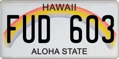 HI license plate FUD603