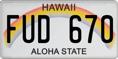 HI license plate FUD670