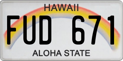 HI license plate FUD671