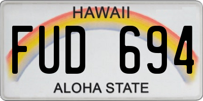 HI license plate FUD694