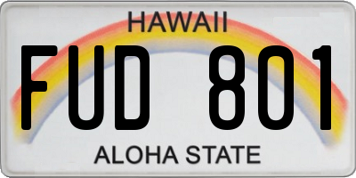 HI license plate FUD801