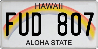HI license plate FUD807