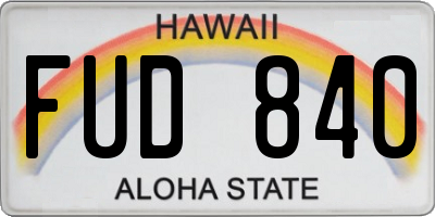 HI license plate FUD840