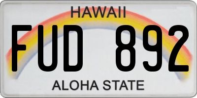 HI license plate FUD892
