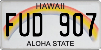 HI license plate FUD907