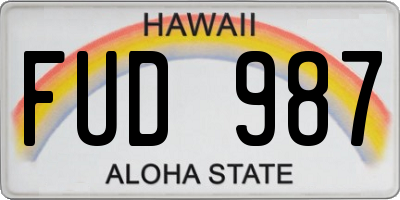 HI license plate FUD987