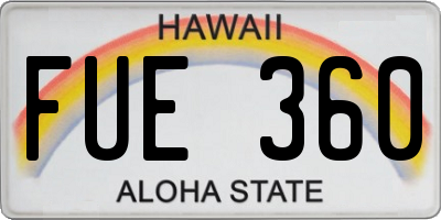 HI license plate FUE360