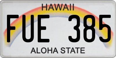 HI license plate FUE385