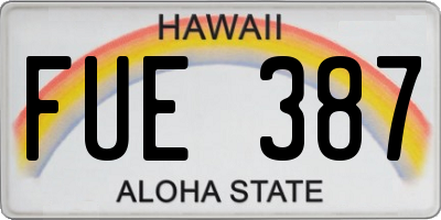 HI license plate FUE387
