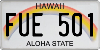 HI license plate FUE501