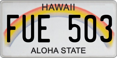 HI license plate FUE503