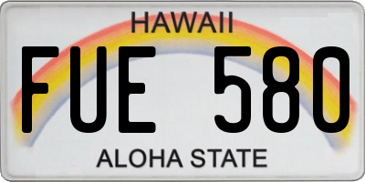 HI license plate FUE580