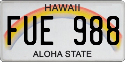 HI license plate FUE988