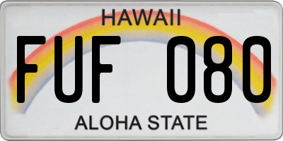 HI license plate FUF080