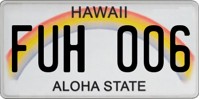 HI license plate FUH006