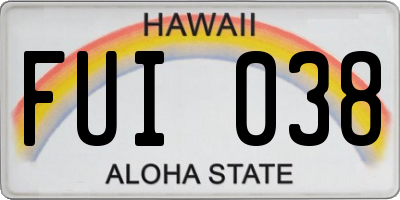 HI license plate FUI038