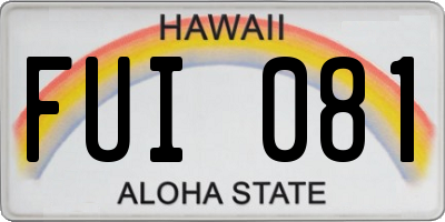 HI license plate FUI081