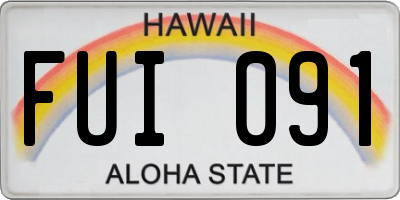 HI license plate FUI091