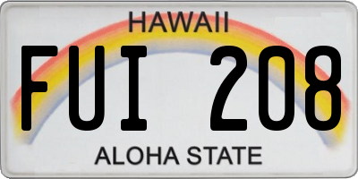 HI license plate FUI208