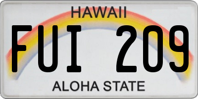 HI license plate FUI209