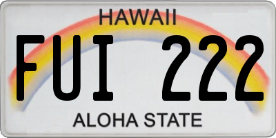 HI license plate FUI222