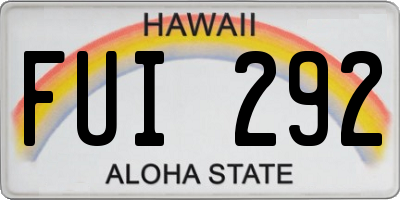 HI license plate FUI292