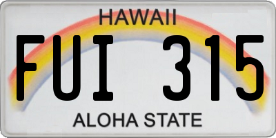 HI license plate FUI315