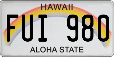 HI license plate FUI980