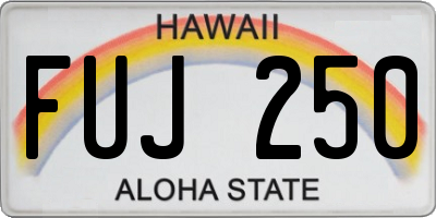 HI license plate FUJ250