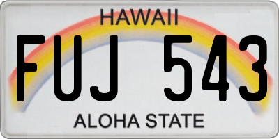 HI license plate FUJ543