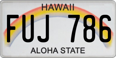 HI license plate FUJ786
