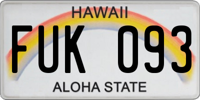 HI license plate FUK093
