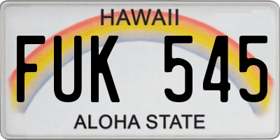 HI license plate FUK545