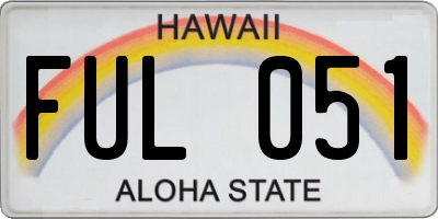 HI license plate FUL051