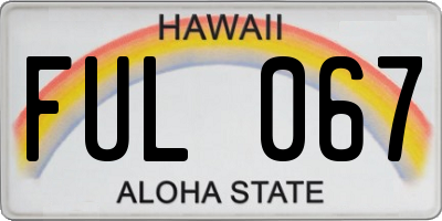 HI license plate FUL067