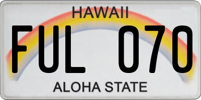 HI license plate FUL070