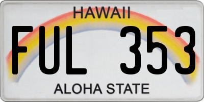 HI license plate FUL353