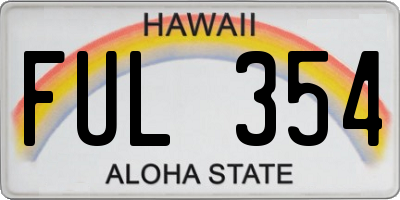 HI license plate FUL354