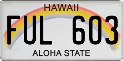 HI license plate FUL603