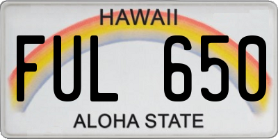 HI license plate FUL650