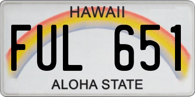 HI license plate FUL651