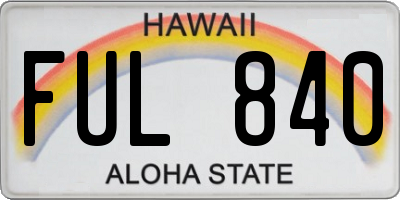 HI license plate FUL840