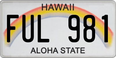 HI license plate FUL981