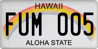 HI license plate FUM005