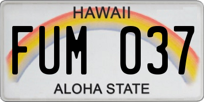 HI license plate FUM037