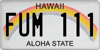 HI license plate FUM111