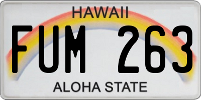 HI license plate FUM263