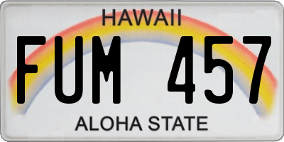 HI license plate FUM457