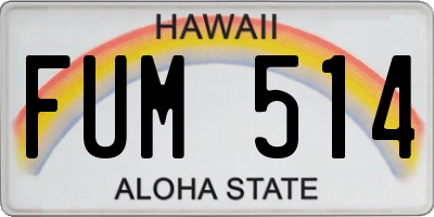 HI license plate FUM514