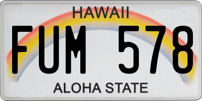 HI license plate FUM578